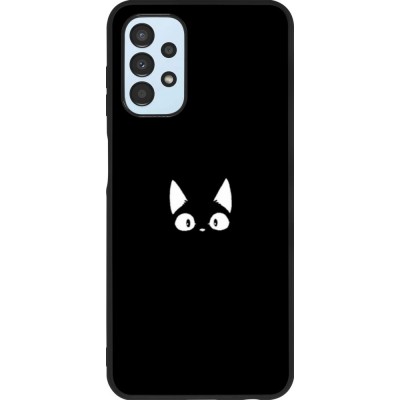 Coque Samsung Galaxy A13 5G - Silicone rigide noir Funny cat on black
