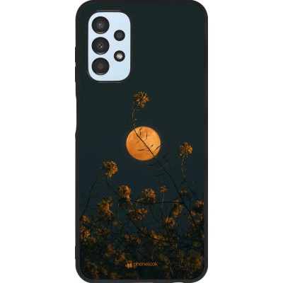 Coque Samsung Galaxy A13 5G - Silicone rigide noir Moon Flowers