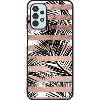 Coque Samsung Galaxy A13 5G - Silicone rigide noir Palm trees gold stripes