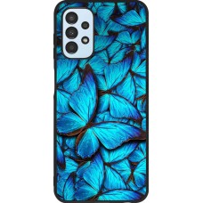 Coque Samsung Galaxy A13 5G - Silicone rigide noir Papillon bleu