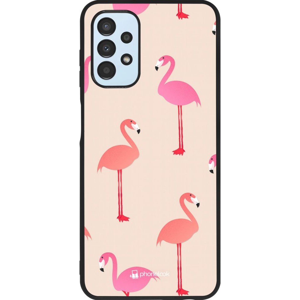 Hülle Samsung Galaxy A13 5G - Silikon schwarz Pink Flamingos Pattern