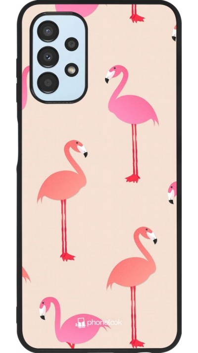 Hülle Samsung Galaxy A13 5G - Silikon schwarz Pink Flamingos Pattern