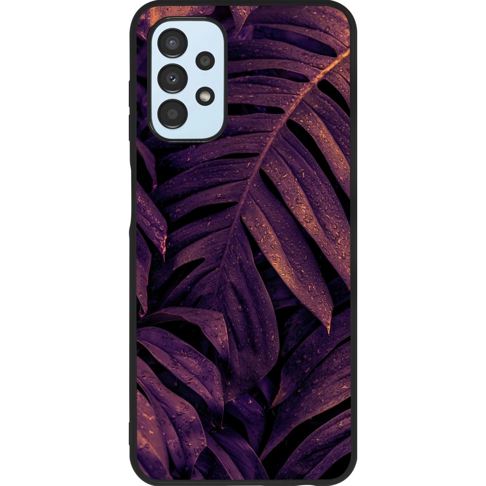 Coque Samsung Galaxy A13 5G - Silicone rigide noir Purple Light Leaves