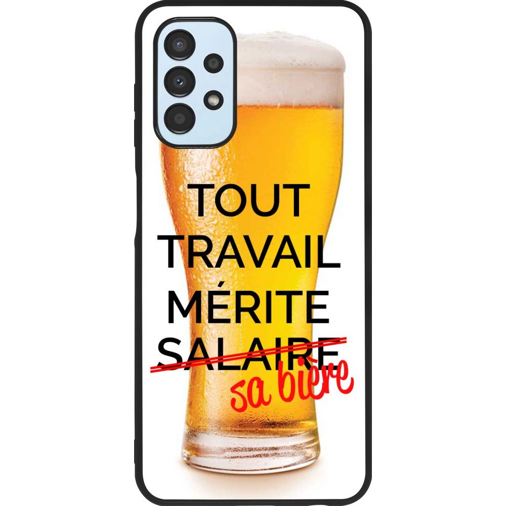 Coque Samsung Galaxy A13 5G - Silicone rigide noir Tout travail mérite sa bière