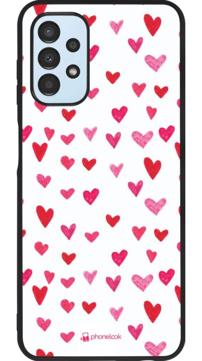Coque Samsung Galaxy A13 5G - Silicone rigide noir Valentine 2022 Many pink hearts