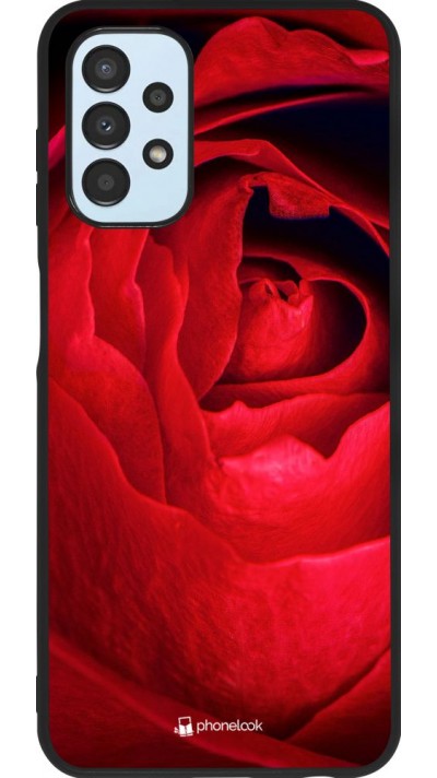 Coque Samsung Galaxy A13 5G - Silicone rigide noir Valentine 2022 Rose