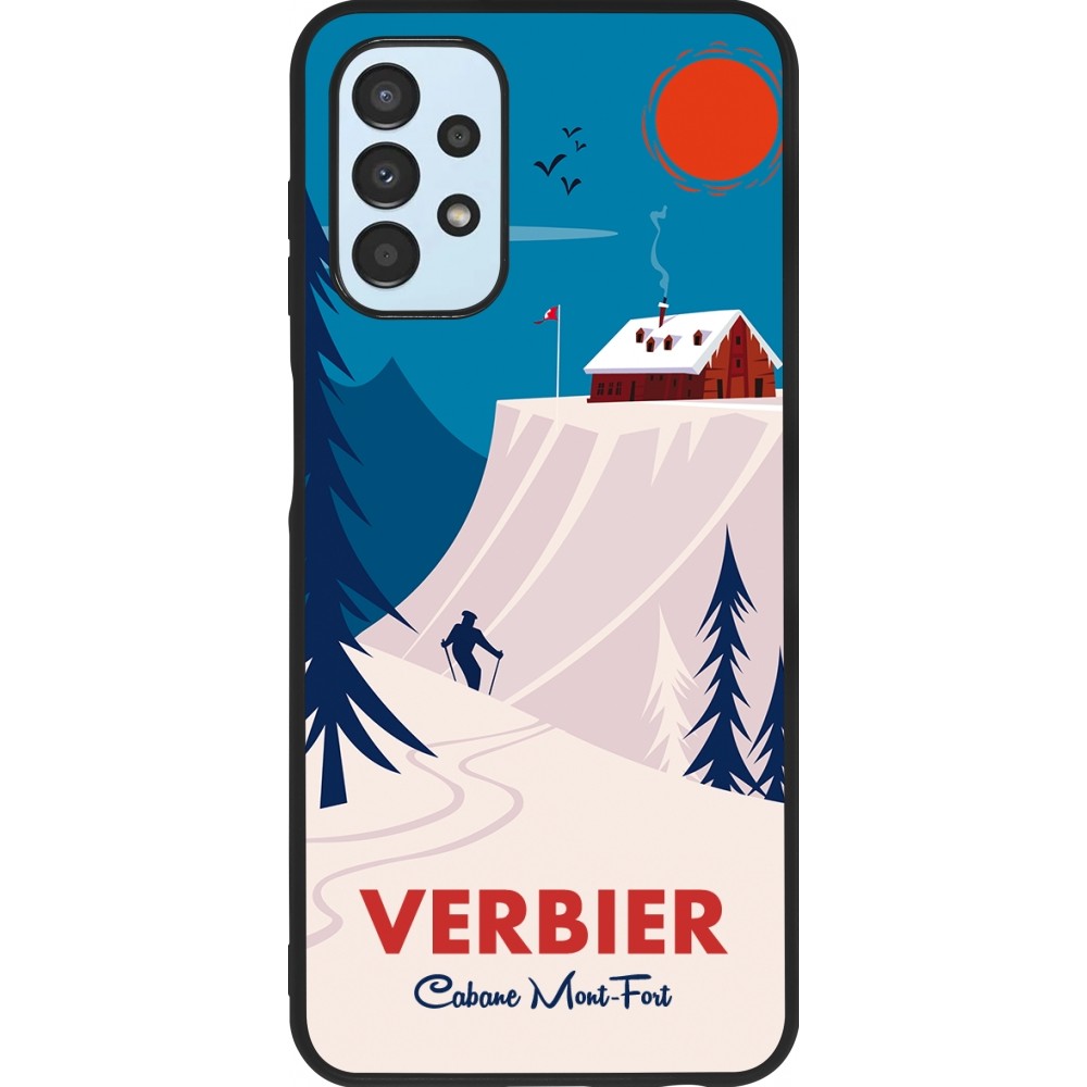 Coque Samsung Galaxy A13 5G - Silicone rigide noir Verbier Cabane Mont-Fort