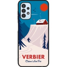 Coque Samsung Galaxy A13 5G - Silicone rigide noir Verbier Cabane Mont-Fort
