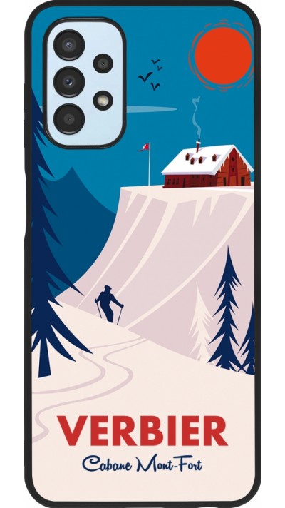 Coque Samsung Galaxy A13 5G - Silicone rigide noir Verbier Cabane Mont-Fort