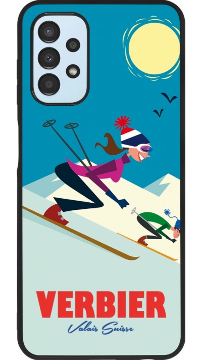 Coque Samsung Galaxy A13 5G - Silicone rigide noir Verbier Ski Downhill