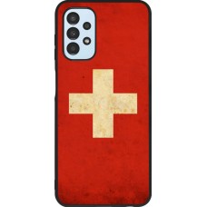 Coque Samsung Galaxy A13 5G - Silicone rigide noir Vintage Flag SWISS