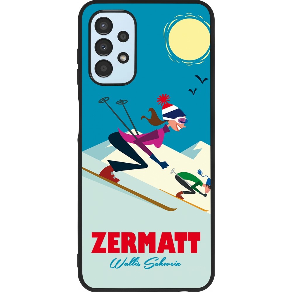 Coque Samsung Galaxy A13 5G - Silicone rigide noir Zermatt Ski Downhill