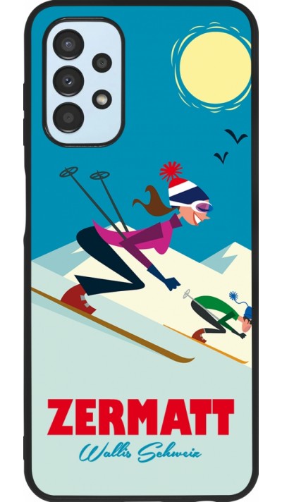 Coque Samsung Galaxy A13 5G - Silicone rigide noir Zermatt Ski Downhill