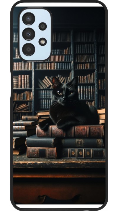 Samsung Galaxy A13 5G Case Hülle - Silikon schwarz Katze Bücher dunkel