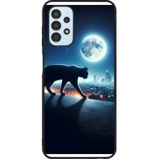 Samsung Galaxy A13 5G Case Hülle - Silikon schwarz Schwarze Katze unter dem Vollmond