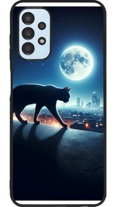 Samsung Galaxy A13 5G Case Hülle - Silikon schwarz Schwarze Katze unter dem Vollmond