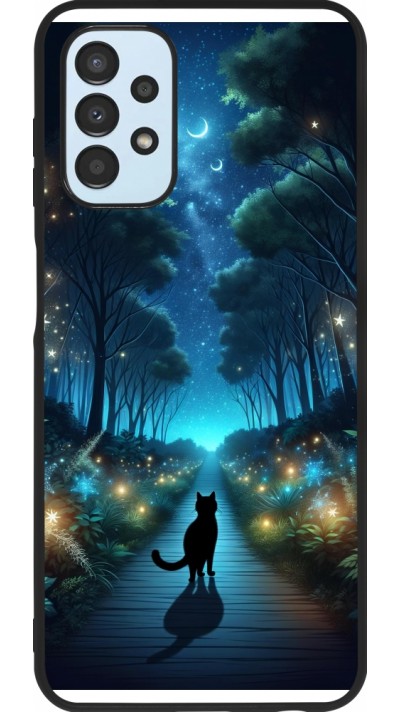 Samsung Galaxy A13 5G Case Hülle - Silikon schwarz Schwarze Katze Spaziergang