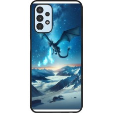Coque Samsung Galaxy A13 5G - Silicone rigide noir Dragon nocturne montagne