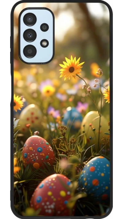 Coque Samsung Galaxy A13 5G - Silicone rigide noir Easter 2026 Decorated eggs