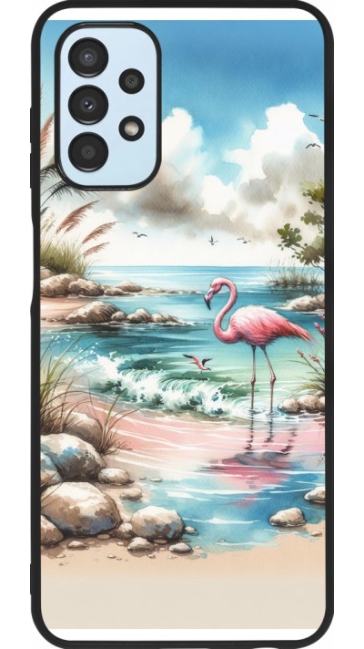 Samsung Galaxy A13 5G Case Hülle - Silikon schwarz Flamingo Aquarell
