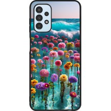 Coque Samsung Galaxy A13 5G - Silicone rigide noir Flower sea waves