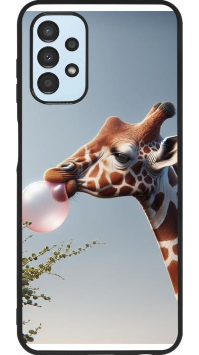 Samsung Galaxy A13 5G Case Hülle - Silikon schwarz Giraffe mit Blase