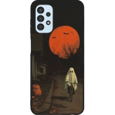Coque Samsung Galaxy A13 5G - Silicone rigide noir Halloween 2025 Ghost on a bicycle