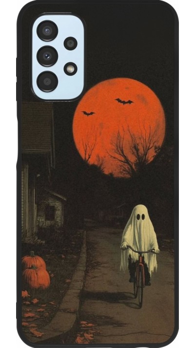 Samsung Galaxy A13 5G Case Hülle - Silikon schwarz Halloween 2025 Ghost on a bicycle