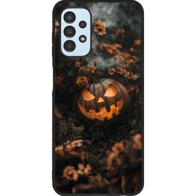 Coque Samsung Galaxy A13 5G - Silicone rigide noir Halloween 2025 Pumpkin with flowers