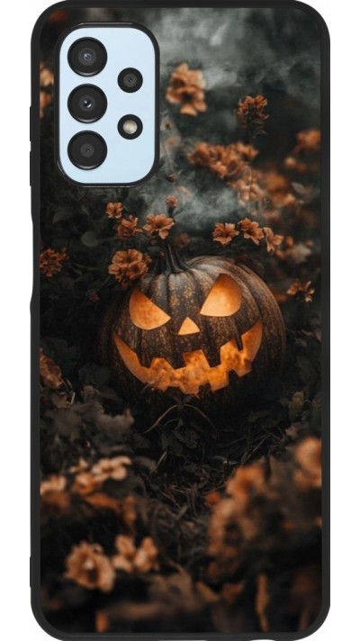 Samsung Galaxy A13 5G Case Hülle - Silikon schwarz Halloween 2025 Pumpkin with flowers