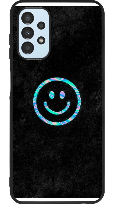 Coque Samsung Galaxy A13 5G - Silicone rigide noir Happy smiley irisé