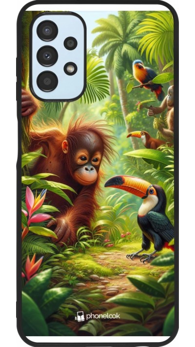 Coque Samsung Galaxy A13 5G - Silicone rigide noir Jungle Tropicale Tayrona