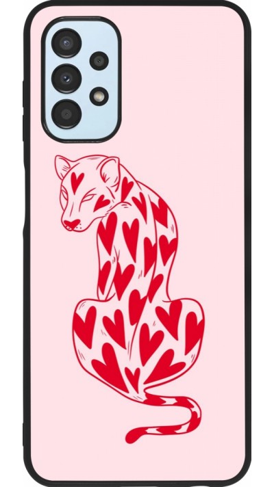 Coque Samsung Galaxy A13 5G - Silicone rigide noir Leopard with hearts 2026