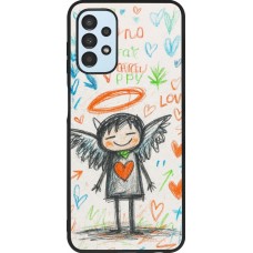 Coque Samsung Galaxy A13 5G - Silicone rigide noir Little Angel Sketch Love