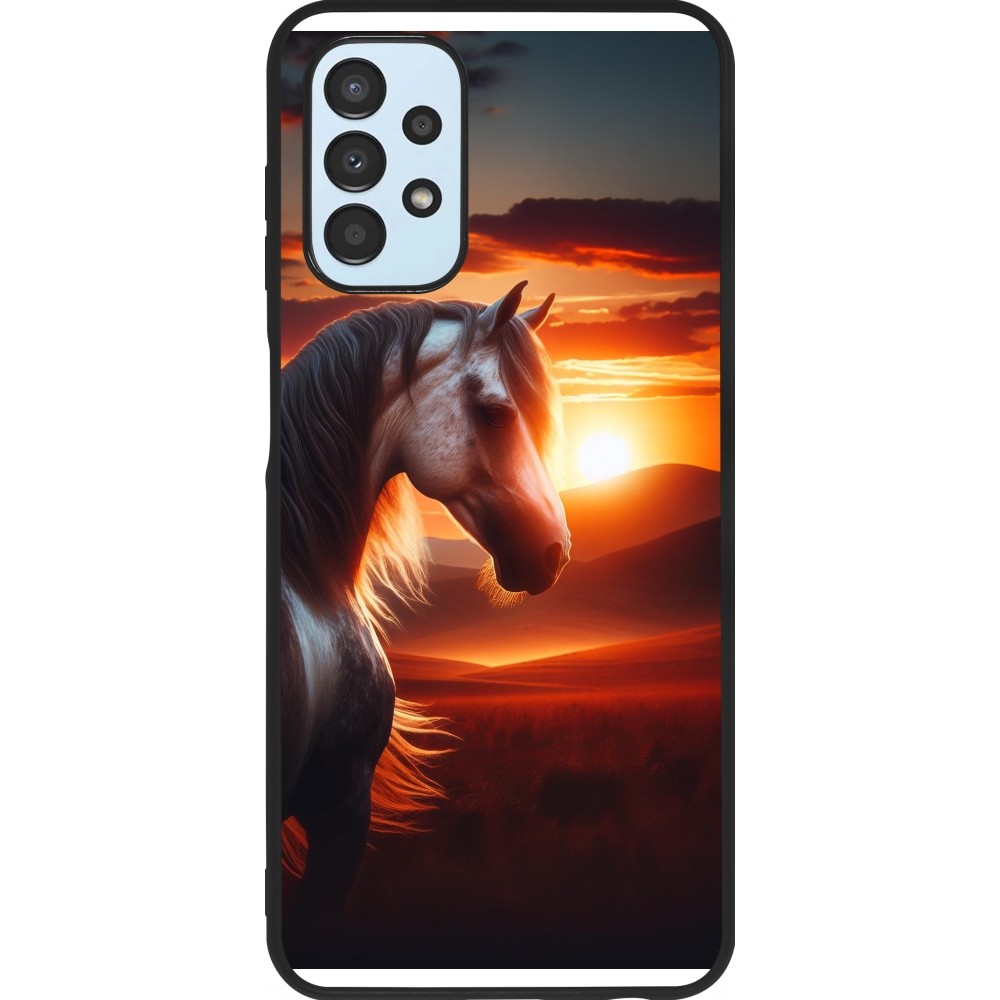 Coque Samsung Galaxy A13 5G - Silicone rigide noir Majestic Sunset Horse