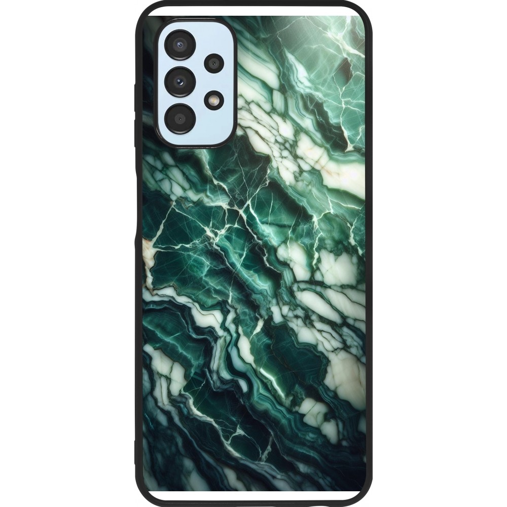 Coque Samsung Galaxy A13 5G - Silicone rigide noir Marbre vert majestueux
