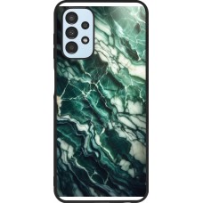 Coque Samsung Galaxy A13 5G - Silicone rigide noir Marbre vert majestueux