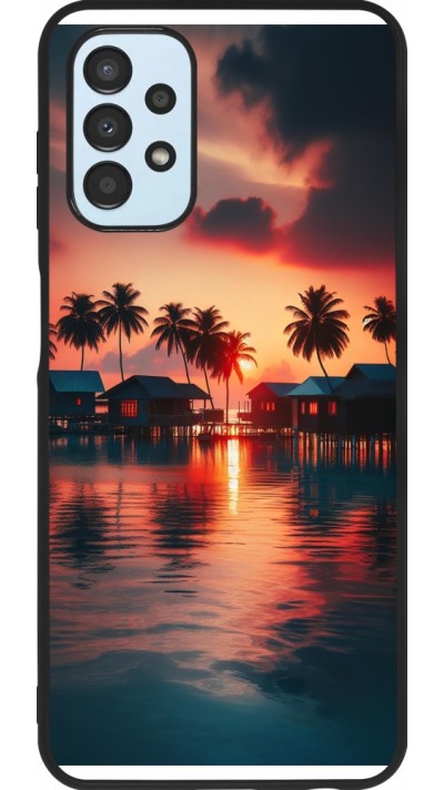 Coque Samsung Galaxy A13 5G - Silicone rigide noir Paradis Maldives