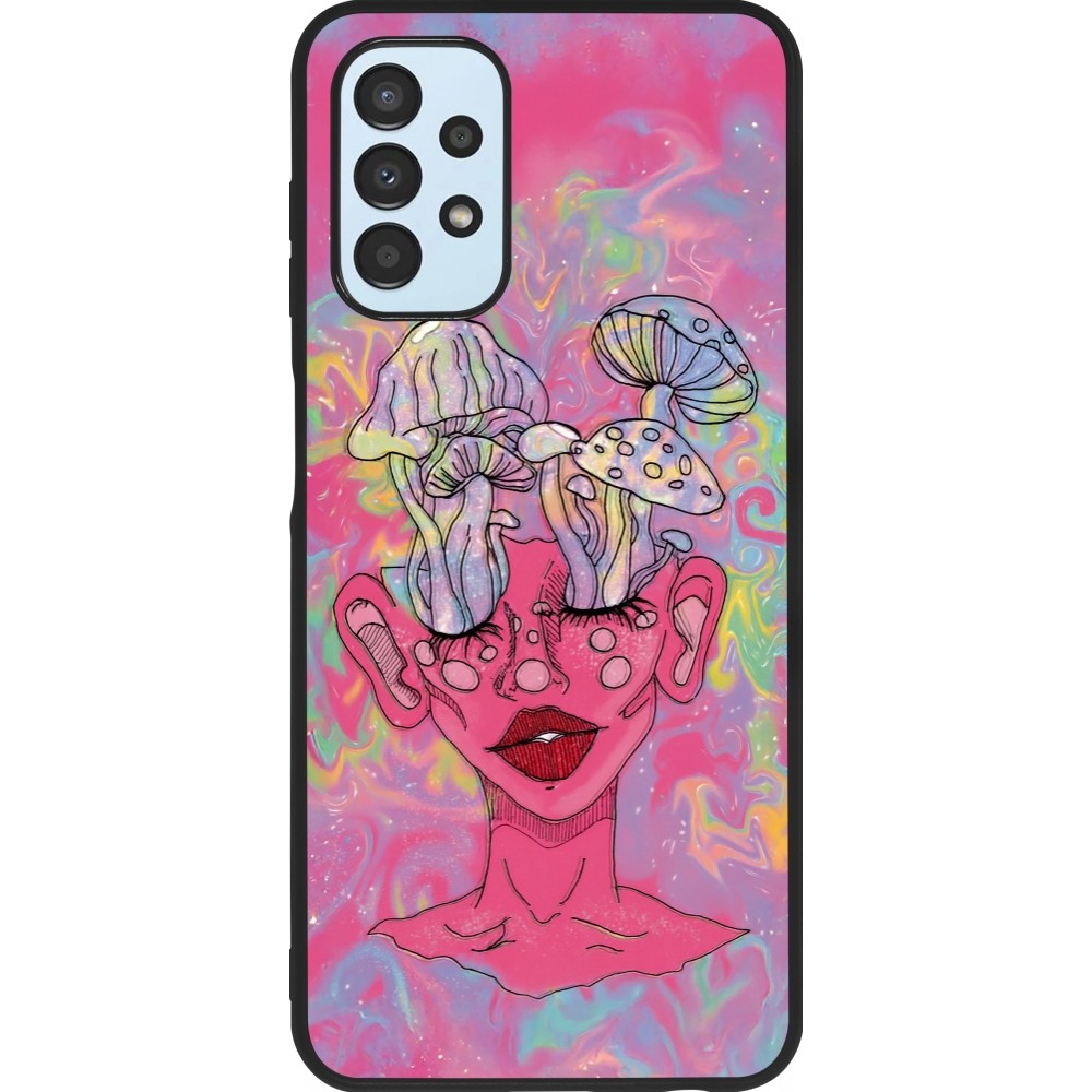 Coque Samsung Galaxy A13 5G - Silicone rigide noir Psychedelic pink mushroom