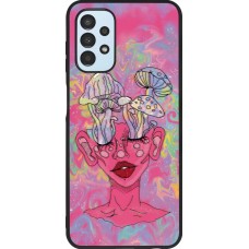 Coque Samsung Galaxy A13 5G - Silicone rigide noir Psychedelic pink mushroom