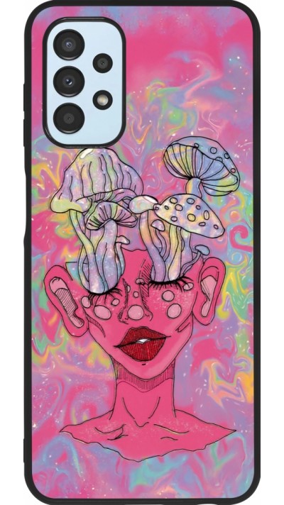Coque Samsung Galaxy A13 5G - Silicone rigide noir Psychedelic pink mushroom