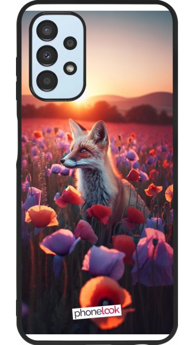 Coque Samsung Galaxy A13 5G - Silicone rigide noir Renard pourpre au crépuscule