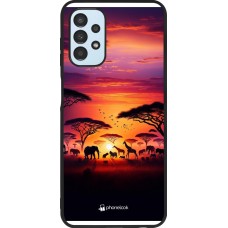 Coque Samsung Galaxy A13 5G - Silicone rigide noir Safari sunset wildlife