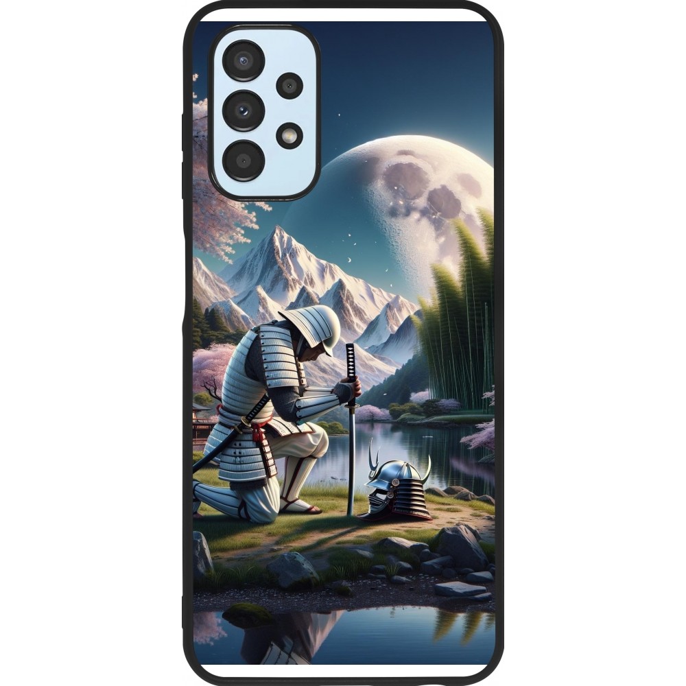 Coque Samsung Galaxy A13 5G - Silicone rigide noir Samurai Katana Lune