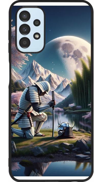 Coque Samsung Galaxy A13 5G - Silicone rigide noir Samurai Katana Lune
