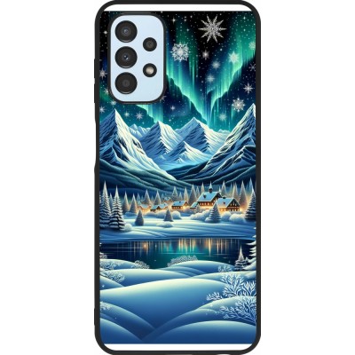 Coque Samsung Galaxy A13 5G - Silicone rigide noir Snowy Mountain Village Lake night