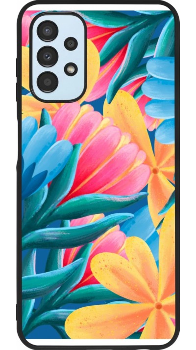 Samsung Galaxy A13 5G Case Hülle - Silikon schwarz Spring 23 colorful flowers