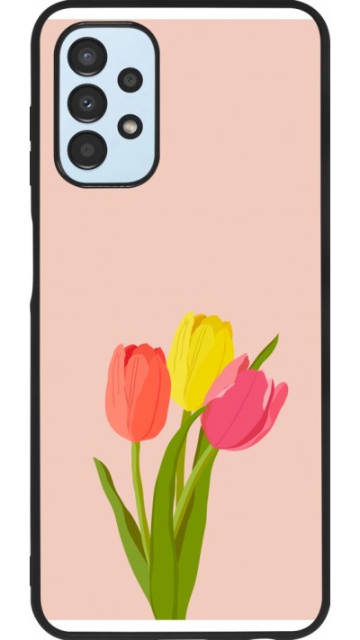 Coque Samsung Galaxy A13 5G - Silicone rigide noir Spring 23 tulip trio