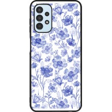 Coque Samsung Galaxy A13 5G - Silicone rigide noir Spring 23 watercolor blue flowers