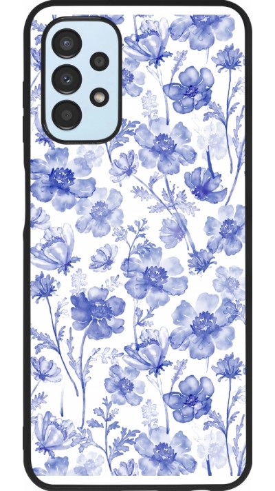 Coque Samsung Galaxy A13 5G - Silicone rigide noir Spring 23 watercolor blue flowers